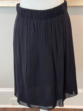Akris Punto Pleated Black Wool Crepe Skirt